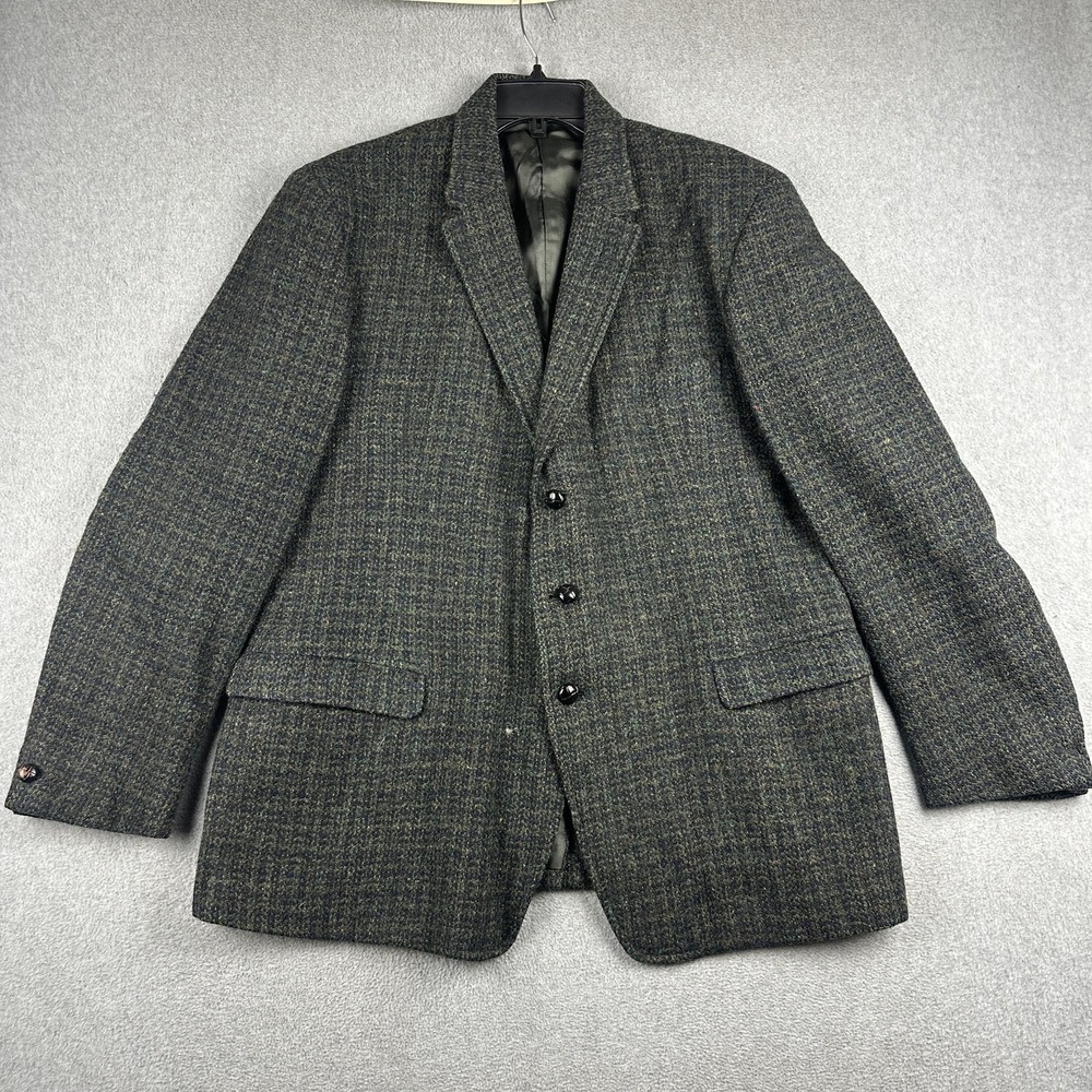 Vintage Harris Tweed John Collier Blazer Mens 42R Green Tweed Sport Coat READ